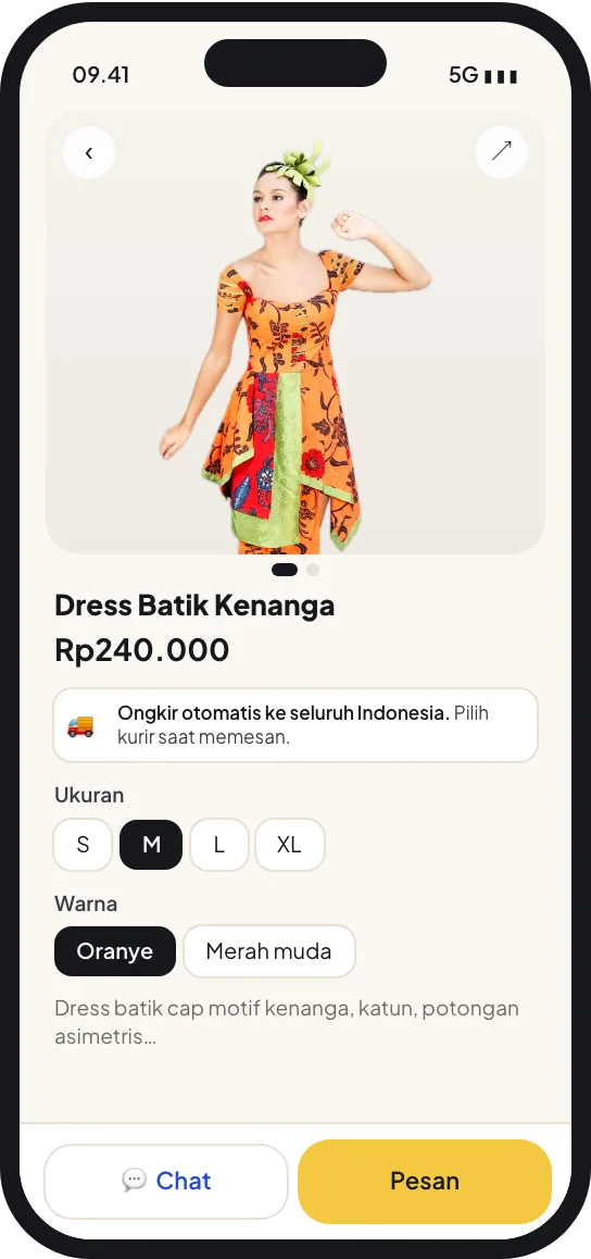 Pilih produk dan varian, ketuk Pesan