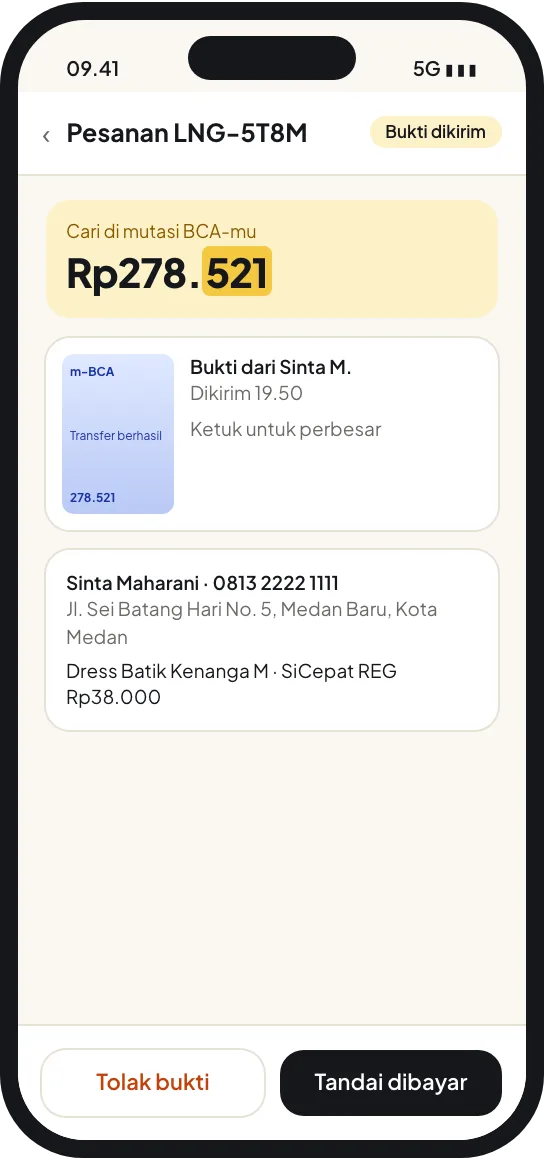 Penjual mencocokkan dan menyetujui