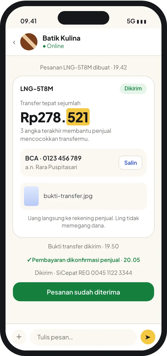 Pembeli menerima, pesanan selesai