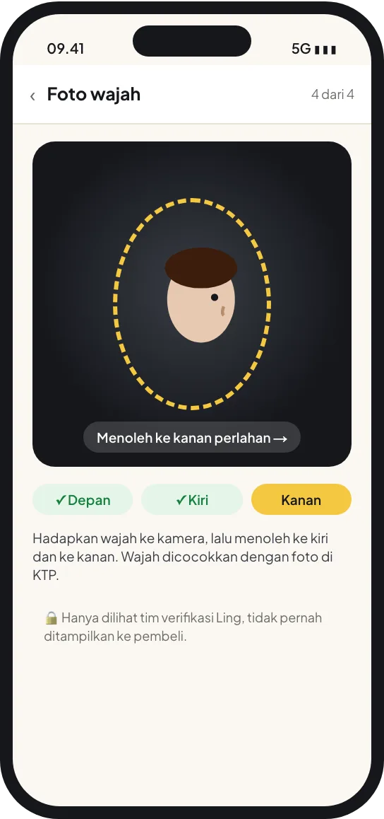 Langkah 7: Foto wajah: depan, kiri, kanan