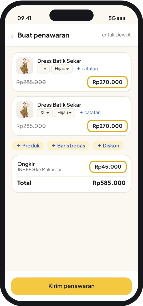 Langkah 4: Penjual membuat penawaran