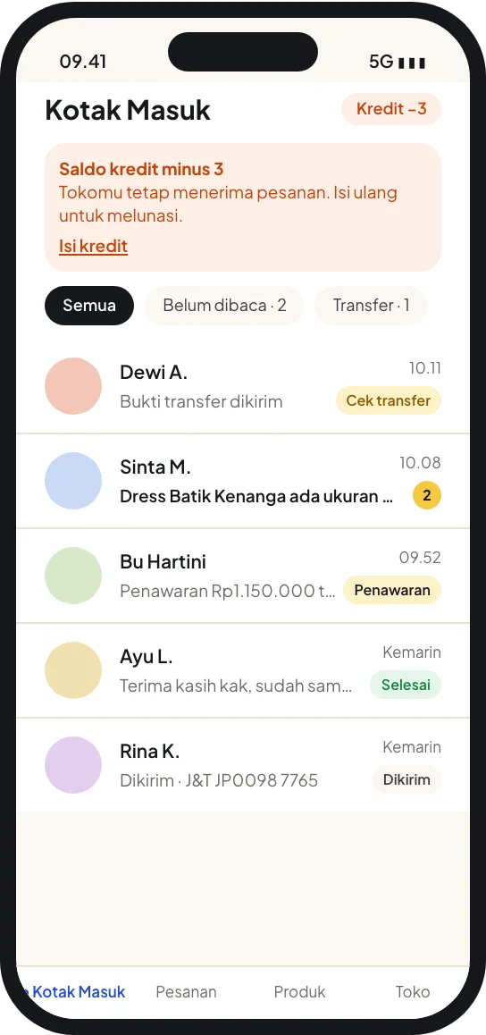 Langkah 3: Kredit habis, toko tetap buka