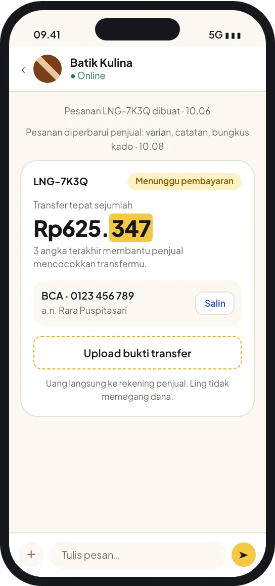 Langkah 3: Pembeli transfer tepat sejumlah nominal unik