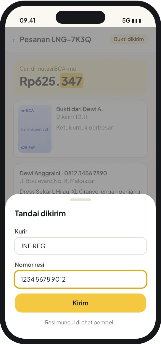 Langkah 5: Kirim dan isi nomor resi